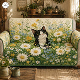 Schattige Kat & Bloemen Gequilte Bankhoes – Ulla
