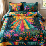 Gequilt Dekbedovertrek Set Bloemen Zonnestraal QV10