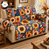 Rustieke Zonnebloem & Herfstbladeren Gequilte Bankhoes – Ineke