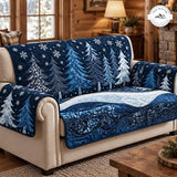 Blauwe Winterdennen Gequilte Bankhoes – Tamara