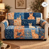 Charmante Kat & Bloemen Patchwork Gequilte Bankhoes – Roosje
