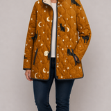 Maya™ | Zwarte Gequiltde Jas met Kattenprint