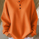 Bregje | Gezellige Henley-sweatshirt met wafelstructuur