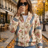 Liesbeth | Cardigan met strikje en klimrozen