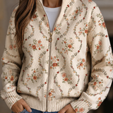 Lieke | Crèmekleurige cardigan met fijne bloemenprint