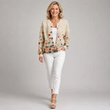 Simone | Vintage Bloem Kunstprint Knoop Vest