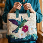 Handgemaakte Tas – Kolibrie en Witte Bloem