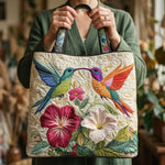 Handgemaakte Tas – Kolibrie en Witte Bloemen