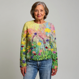 Roos | Gebreide Trui met Bloemenprint