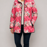 Freya | Elegante Gequilt Jasje met Roze Bloemenprint