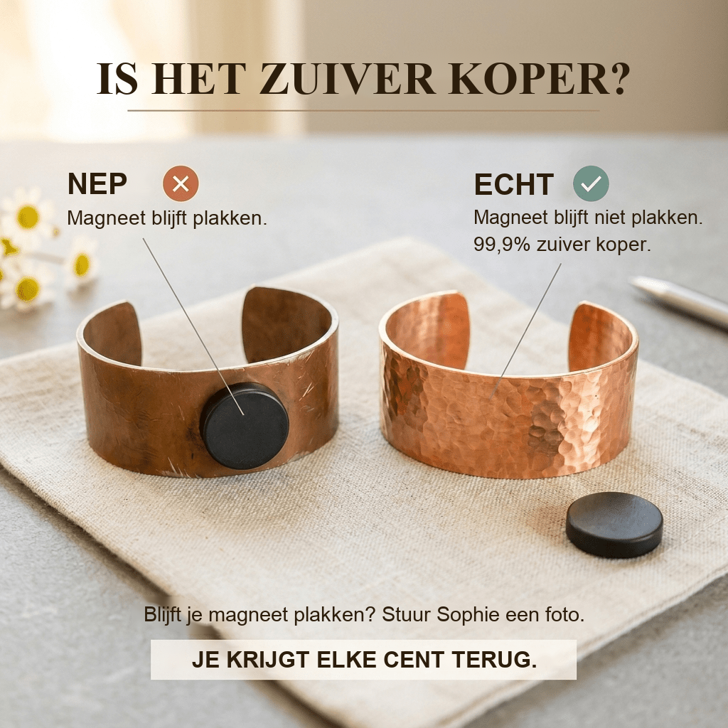 Is het zuiver koper? Vergelijking en geld-teruggarantie van Sophie.