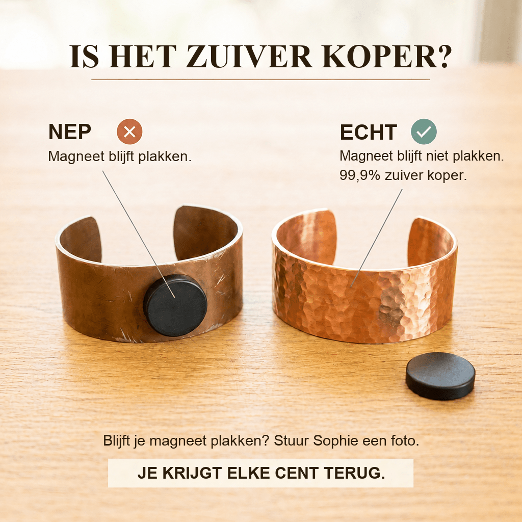 Is het zuiver koper? Vergelijking en geld-teruggarantie van Sophie.