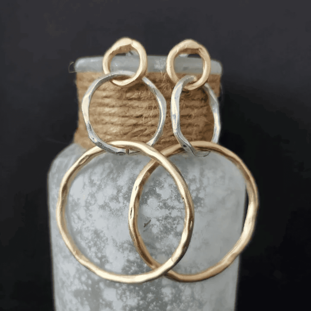Vintage Gouden en Zilveren Hoepel Oorbellen