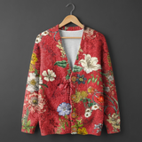 Linda | Vintage Bloemen Kunstprint Knoop Vest