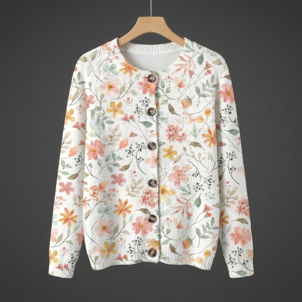 Dominique | Frisse Kleine Bloemen Print Knoop Vest