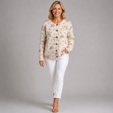 Jacqueline | Roze Roos Bloesem Print Knoop Vest