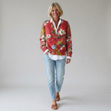Linda | Vintage Bloemen Kunstprint Knoop Vest