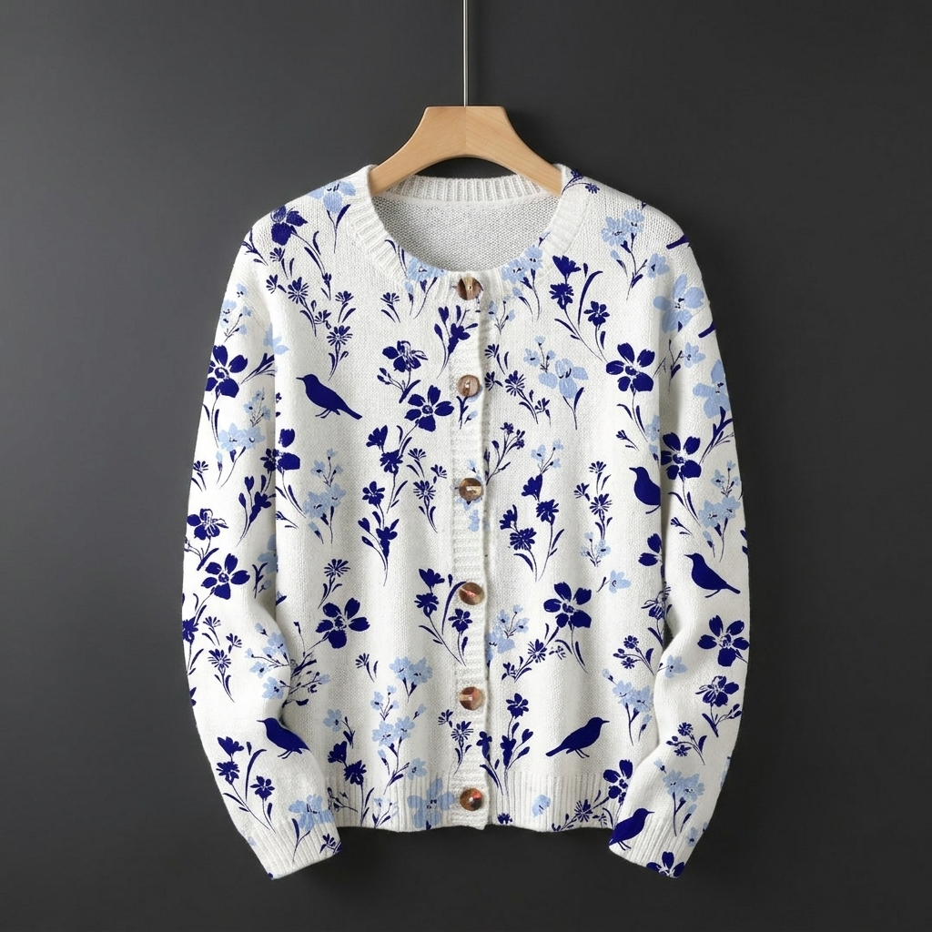 Véronique | Vintage Bloem Kunstprint Knoop Vest