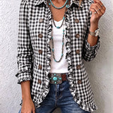 Claudia | Gingham Geplooide Knoop Jas