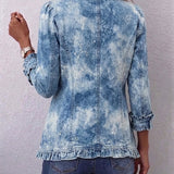 Michèle | Boho Gradiënt Vintage Botanisch Print Ruches Jas