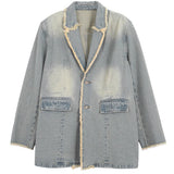 Hélène | Vintage Oversized Blazer met Rauwe Randen
