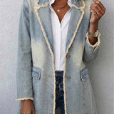 Hélène | Vintage Oversized Blazer met Rauwe Randen