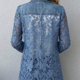 Sandra | Blazer Jas met Bloemen Kant Panelen