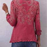 Henriette | Vintage Paisley Print Geplooide Jas