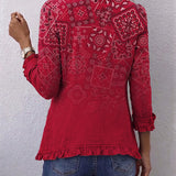 Paulette | Bohemian Paisley Ombré Print Geplooide Jas