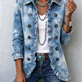 Michèle | Boho Gradiënt Vintage Botanisch Print Ruches Jas