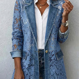 Sandra | Blazer Jas met Bloemen Kant Panelen