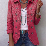 Henriette | Vintage Paisley Print Geplooide Jas