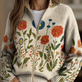 Noor | Patchwork ritscardigan met wilde bloemen